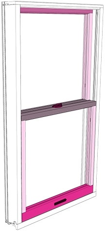 Illustration of an interior view of a double-hung window