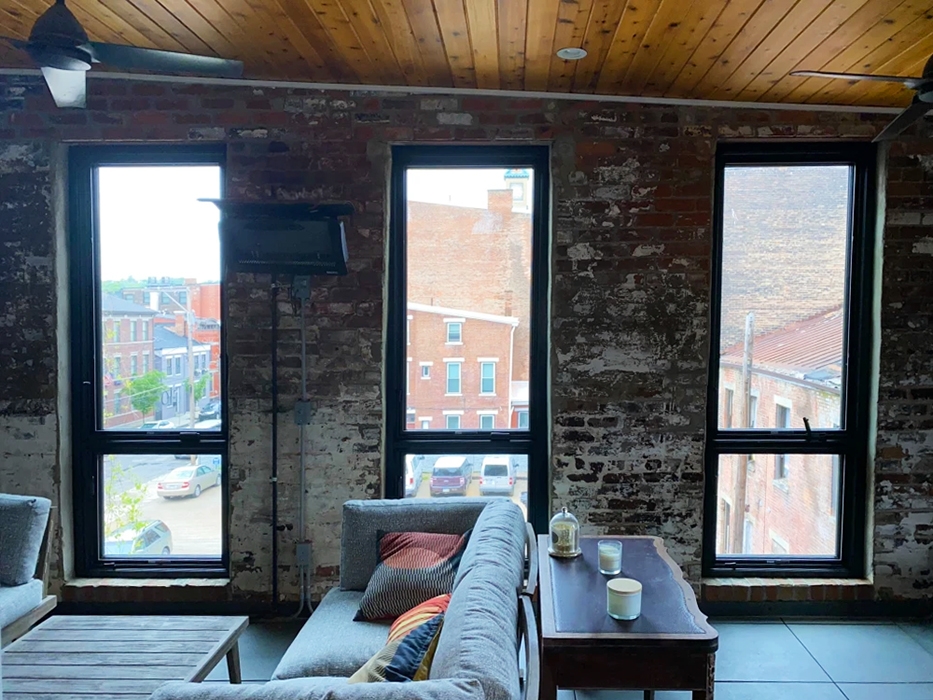 After image of historic Cincinnati townhome patio with newly installed Pella windows.