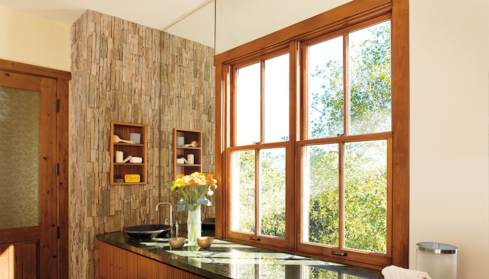 two wood double-hung windows