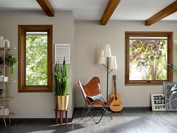 two wood windows music room