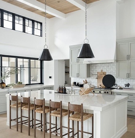 an ultra-contemporary kitchen featuring a large island