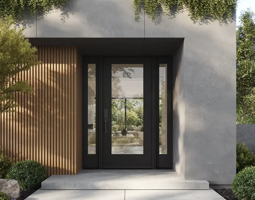 Fiberglass Front Door Flush Glazed Full Light
