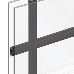 sculptured grilles between the glass