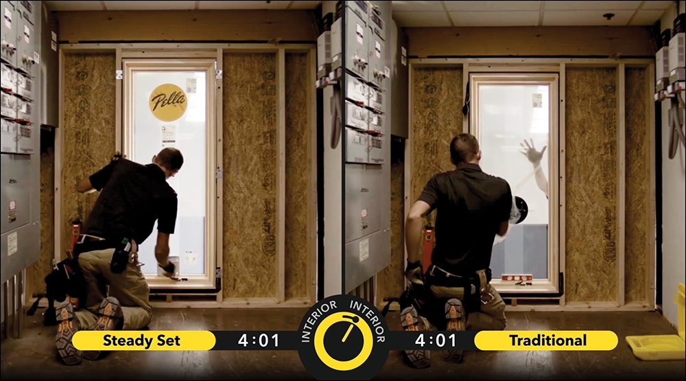 two installers working on varying processes for window installation