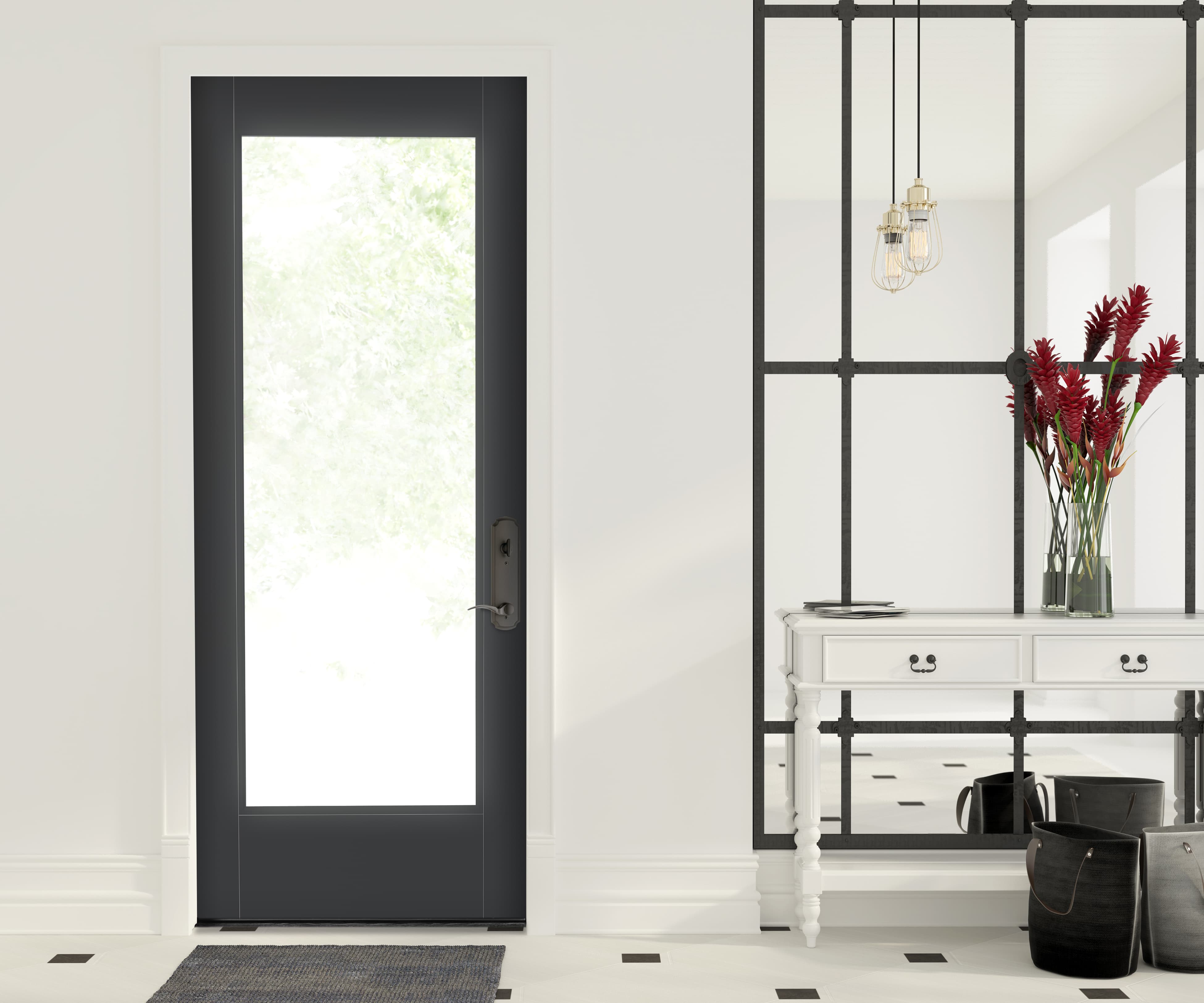 Full Glass Exterior Door Highlights Minimalist Design Pella