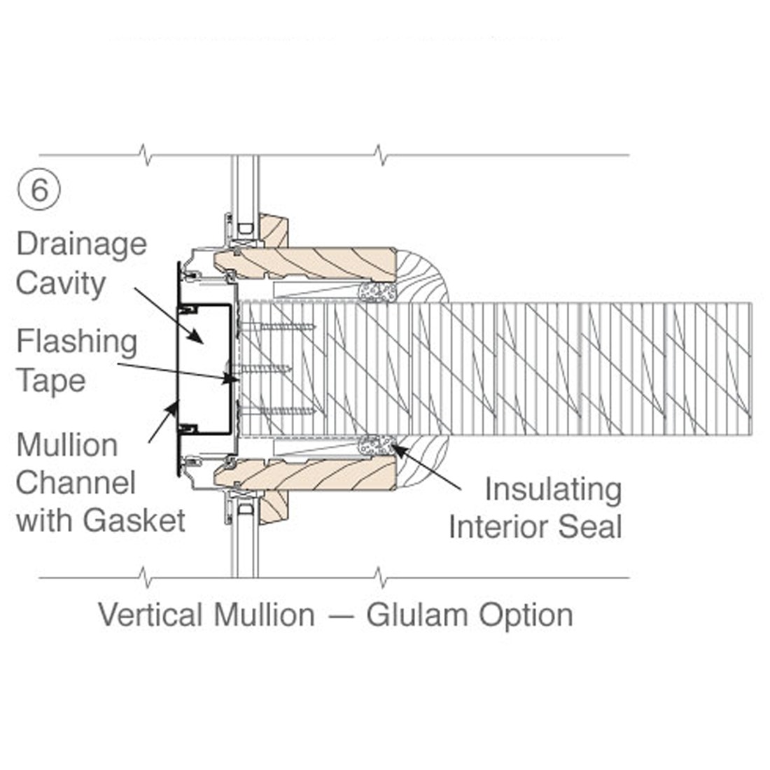 Glulam option vertical mullion drawing.