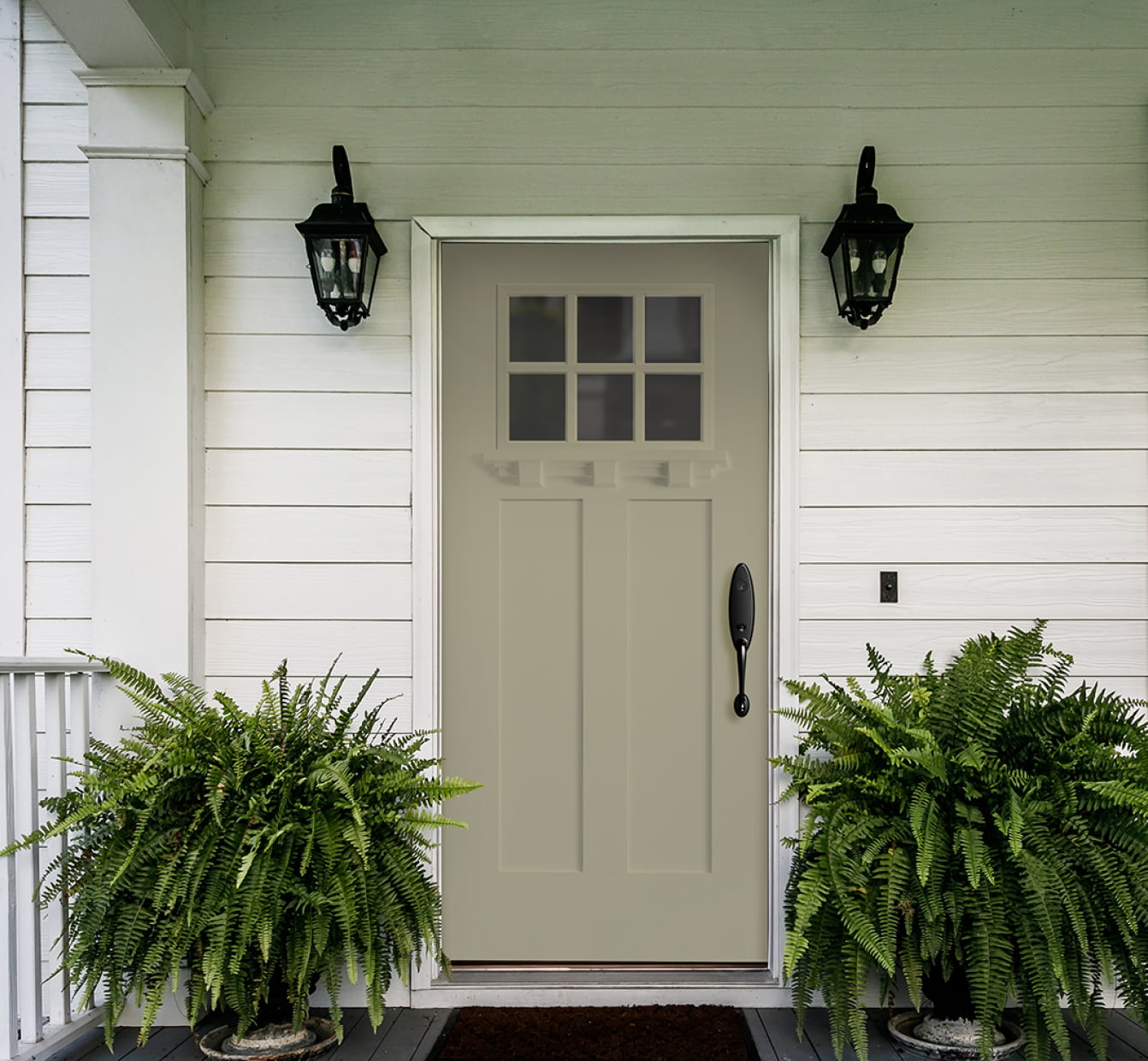 exterior home with a smooth sage craftsman light entry door