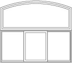 sliding window combination arch head over 3 panel