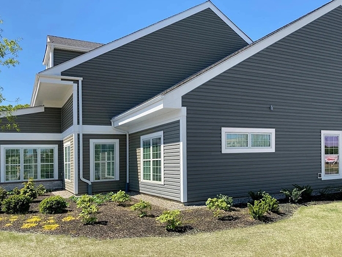 Backyard of Virtua Birthing Center in Voorhees with newly installed wood casement windows.