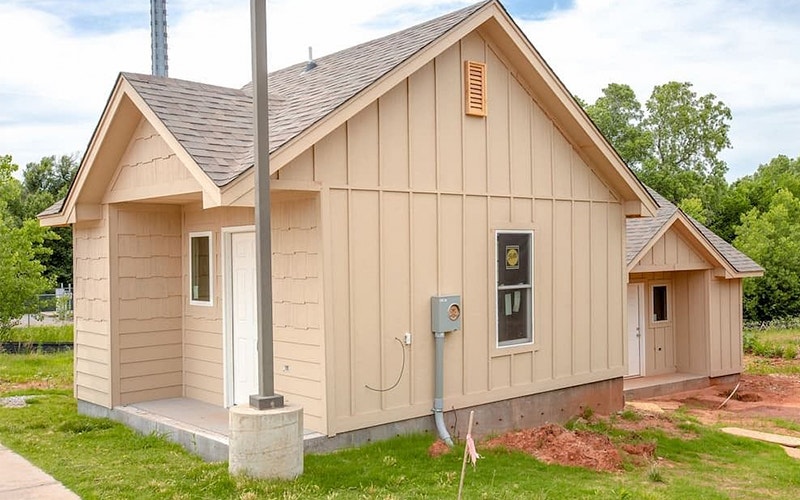 A tiny home in Oklahoma that Pella has sponsored to be a shelter for homeless youth