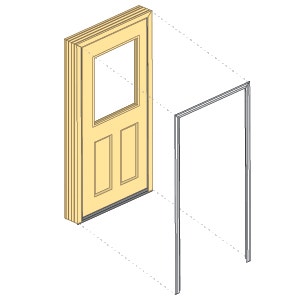 an illustration of an entry door with frame
