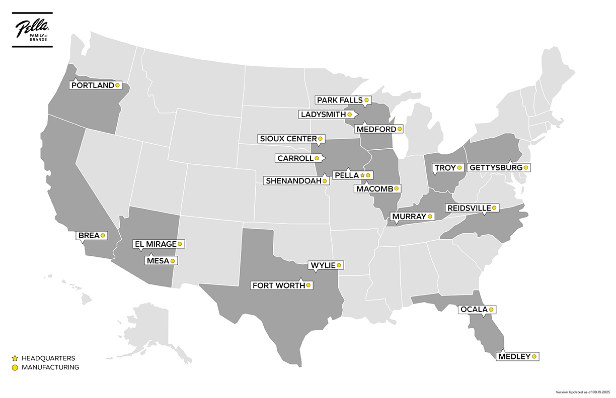 pella manufacturing communities map