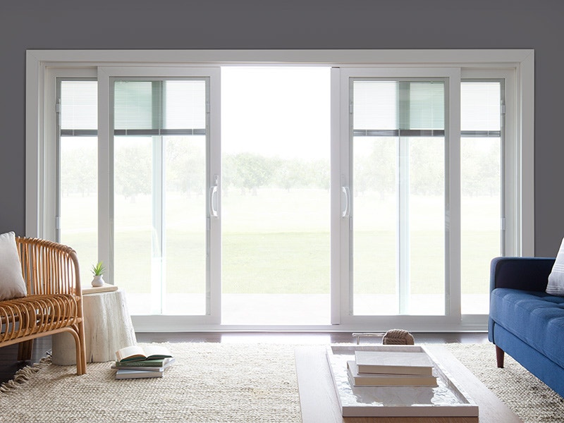 white sliding french doors with blinds-between-the-glass