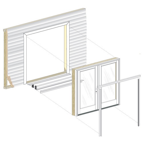 Full Frame Replacement Hinged Patio Door Installation Pella - Patio Door Frame Replacement