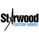 Starwood custom homes logo that is black and blue colors