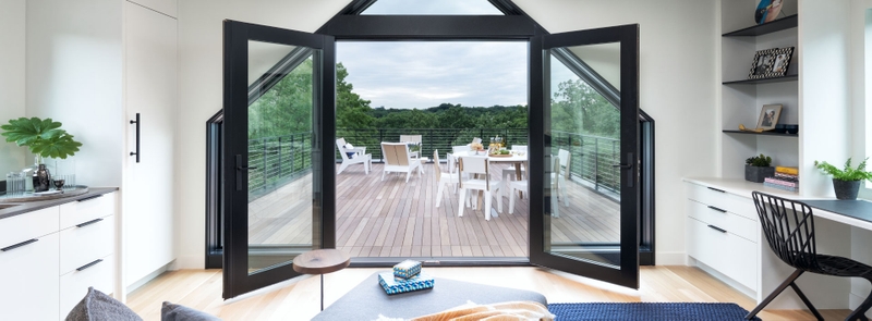 architect series patio doors open with triangle transom