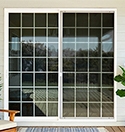 a standard white Encompass by Pella sliding patio door