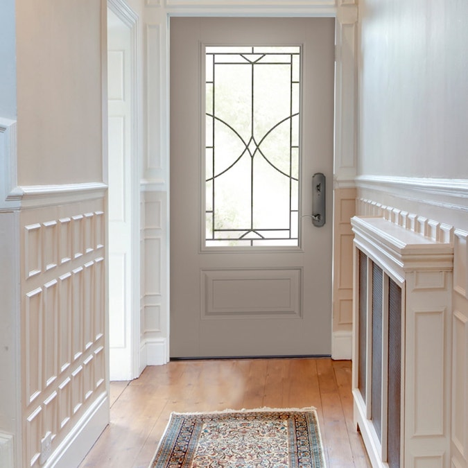 Design-Pro™ Fiberglass Exterior Doors: Oak Full View Oval Flush Glass Panel, Reliable and Energy Efficient Doors and Windows