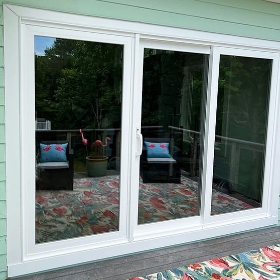 Sliding patio glass doors on Barhamsville home. 