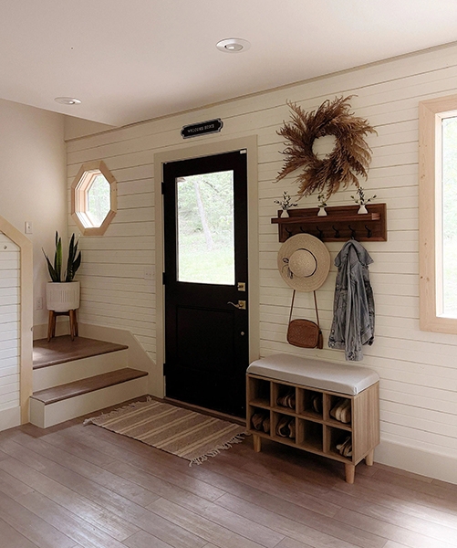 Newly installed Pella door in Fayetteville cabin.