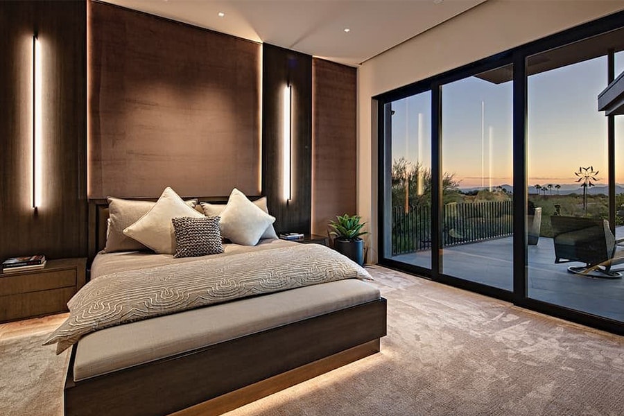 A Pella Reserve multi-slide door that connects the master bedroom to the outdoor patio