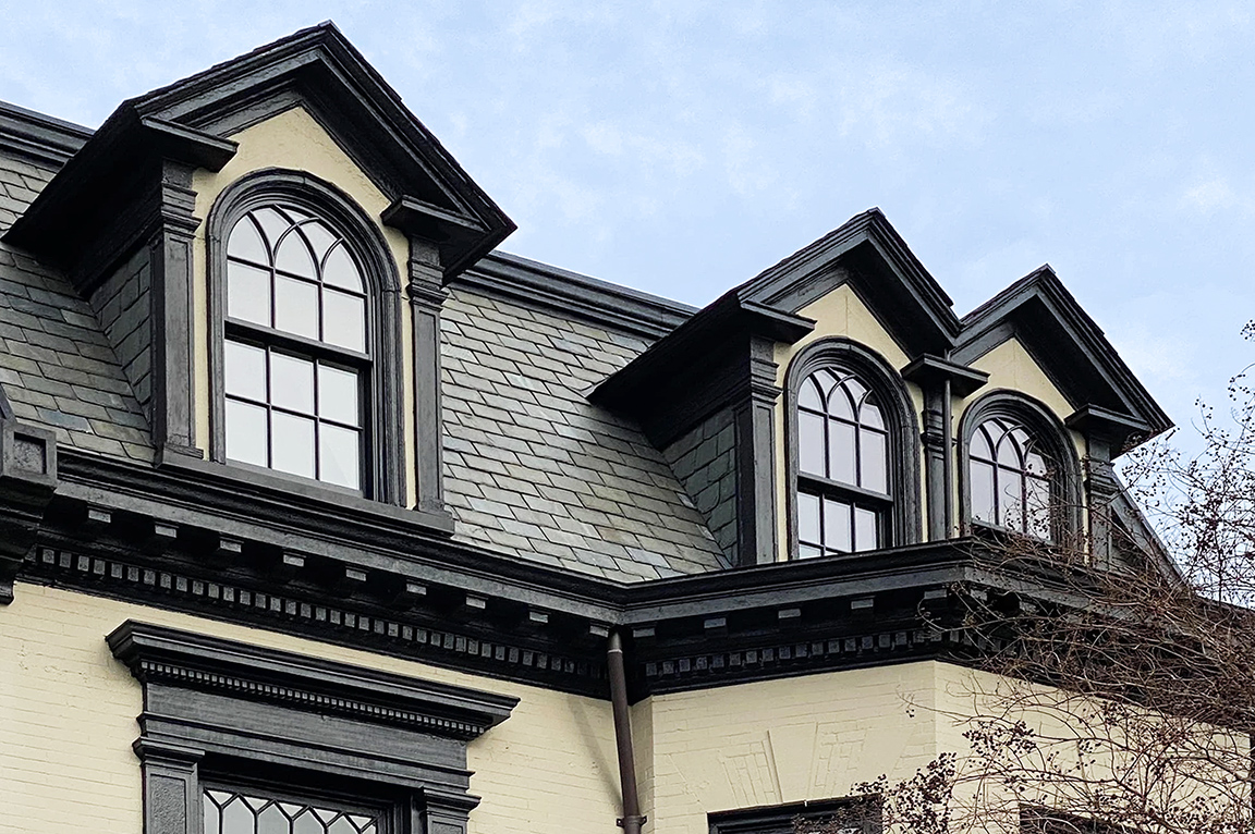 Gothic style windows on Richmond home. 