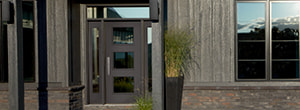 dark three panel equal entry door contemporary home