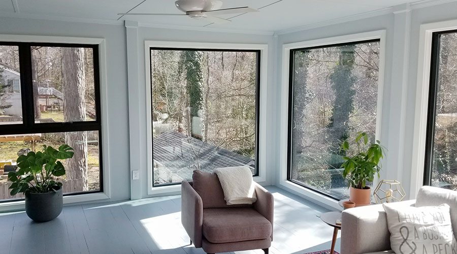Interior view of a converted sunroom in Richmond modern home.