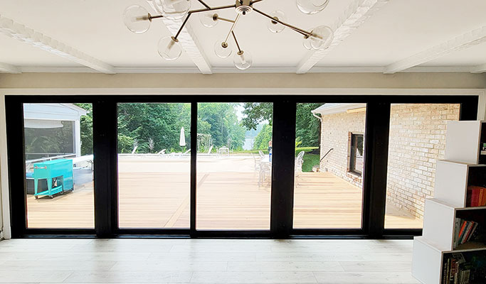 Inside view of sliding glass patio doors in Henrico home.