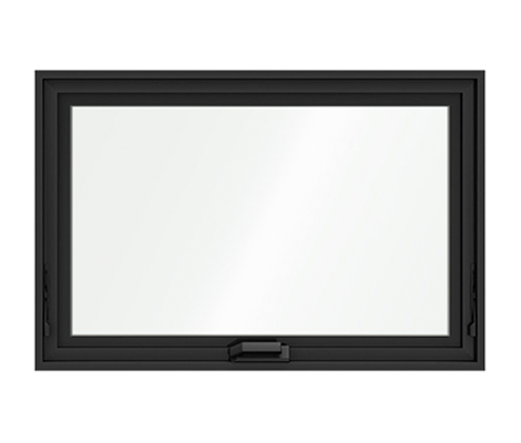 a large black aluminum awning window cutout