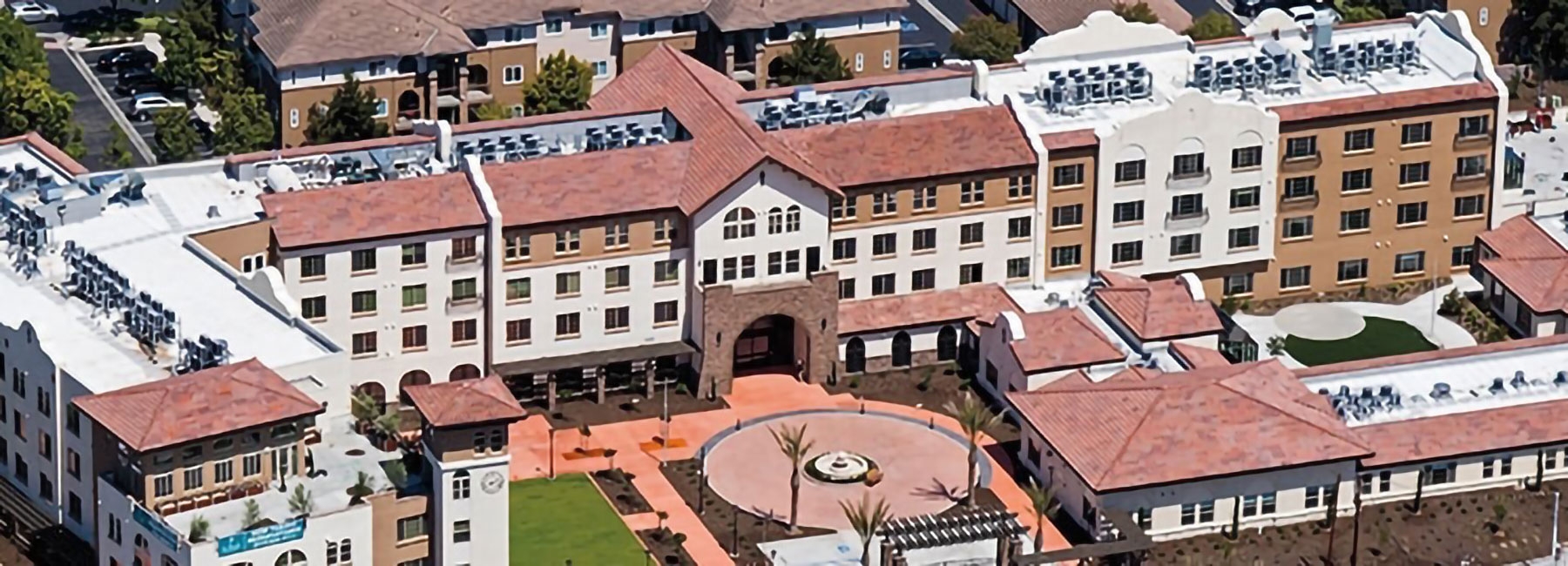 Ariel view of St Paul's Plaza Senior Housing development.