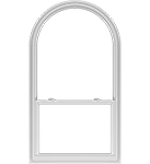 A vinyl single-hung window with a springline top, creating a beautiful arched top.