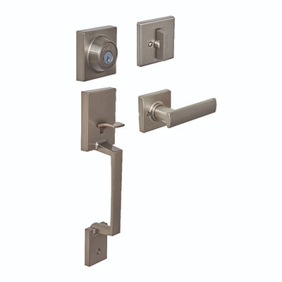 Amador Exterior Handle Breton Interior Lever – Satin Nickel