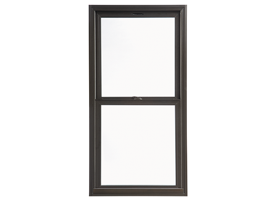 black impervia fiberglass double-hung window