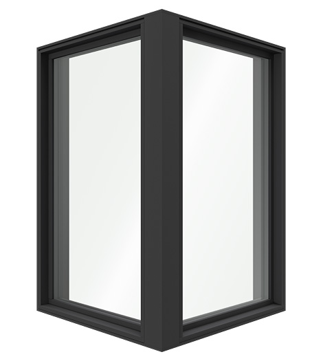 a large black 90° corner unit with with no background.