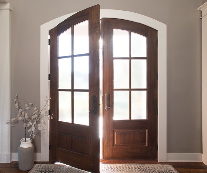 Solid Hardwood Wooden 4 Panel Front Door with sidelights and top light  Bespoke!