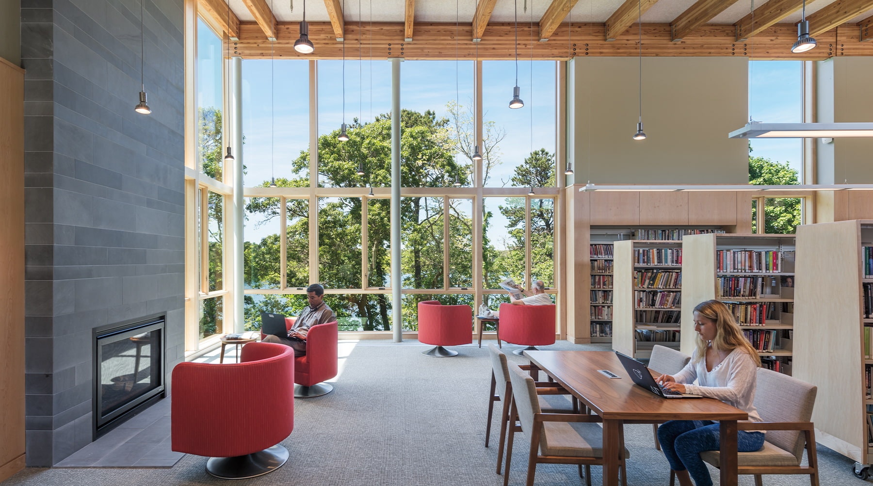 Eastham Public Library interior with soundproof windows