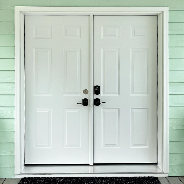Double front doors on Barhamsville home. 