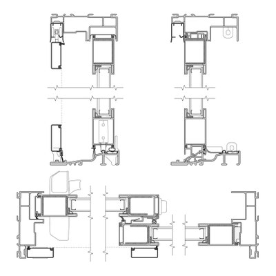 Detailed drawing of the cross section part of an Impervia sliding patio door