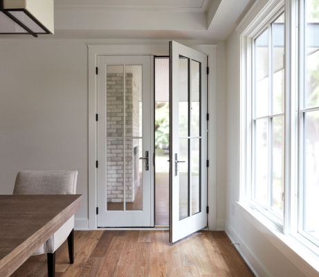 two-panel reserve traditional hinged door in white