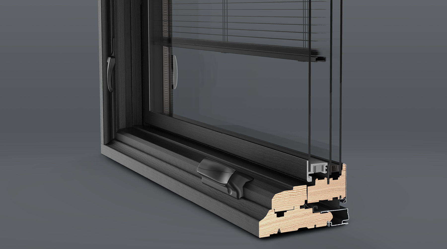 Cross section of soundproof window.