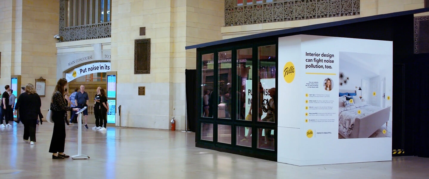 woman closing sliding door in grand central station for new york on mute