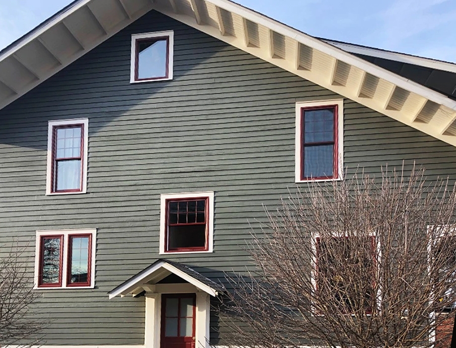 Curbside view of Plain City home with newly installed Pella windows.