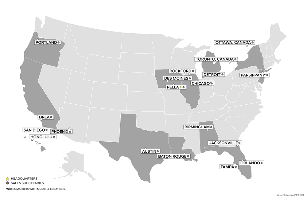 map of pella sales distribution