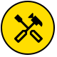construction icon with a yellow circle background