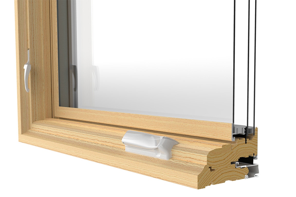 Cross-section of a single pane window vs double pane window, showcasing wood and metal materials.