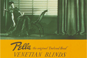 Pella-redesigned venetian blinds are advertised in the 1930s.