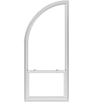 A unique vinyl window with a large half springline arch.
