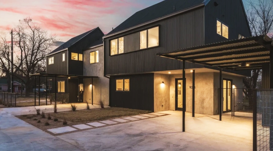 Image of Austin Duplexes with industrial modern windows and doors installed by Pella.