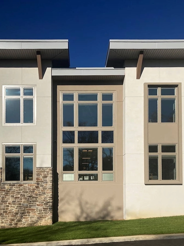 Outside view of senior living facility in Warrington with Pella windows.